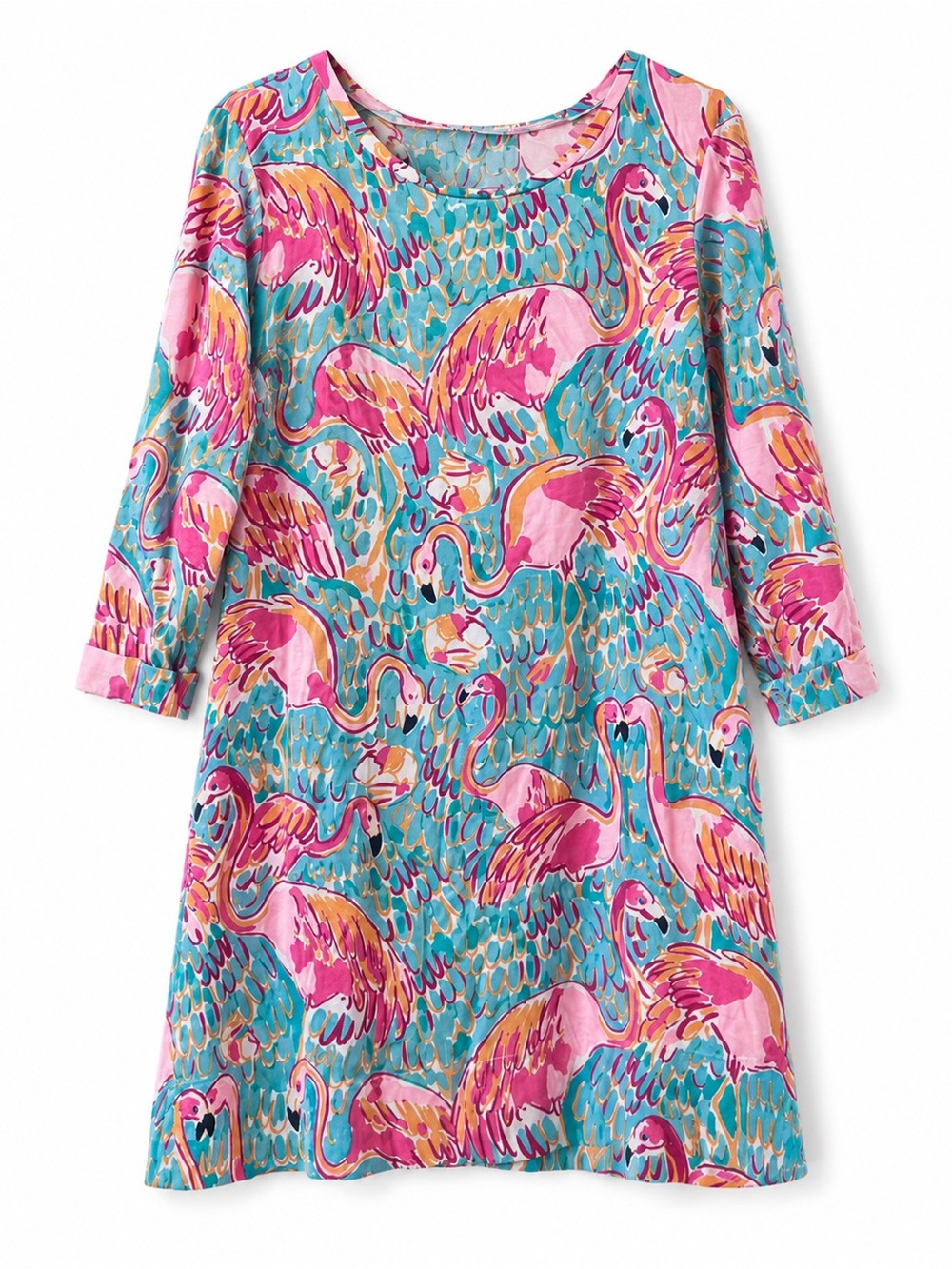 Vibrant Pink Flamingo Print Shift Dress